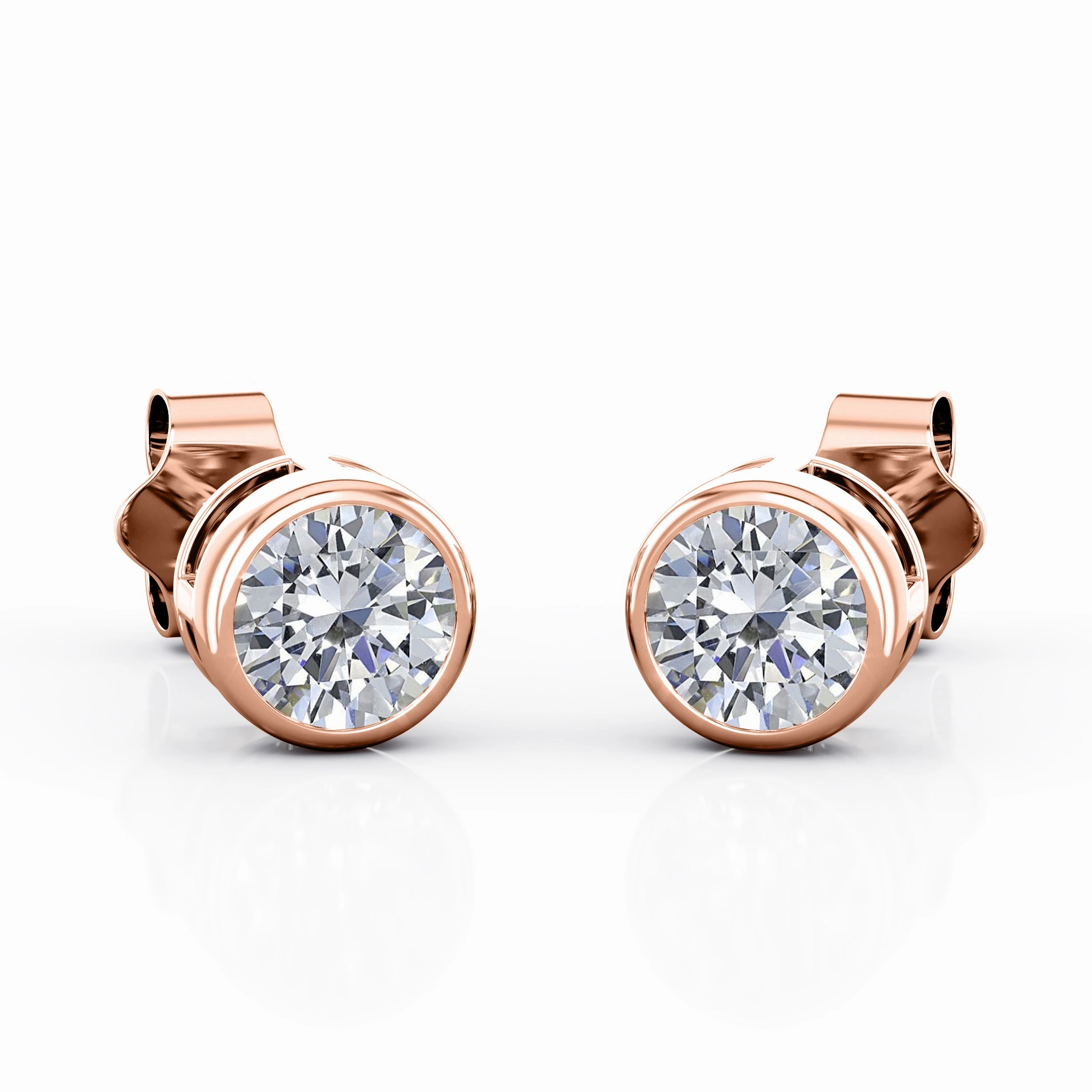 Gorgeous Item Pretty Look Simple Solitaire 0.50 CT TDW Round Cut Genuine Diamond Bezel Set Stud Earrings in White Gold