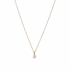 Single Cultured Freshwater Pearl Necklace 14k Yellow Gold Adorned Piece International Jewelry