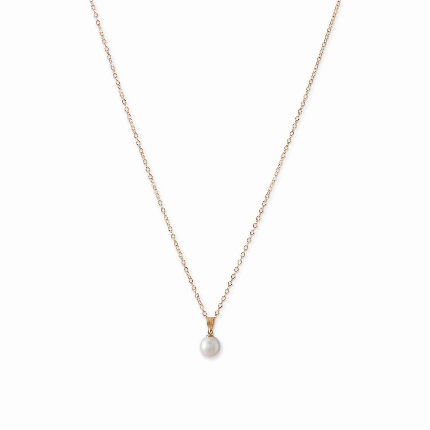 Single Cultured Freshwater Pearl Necklace 14k Yellow Gold Adorned Piece International Jewelry
