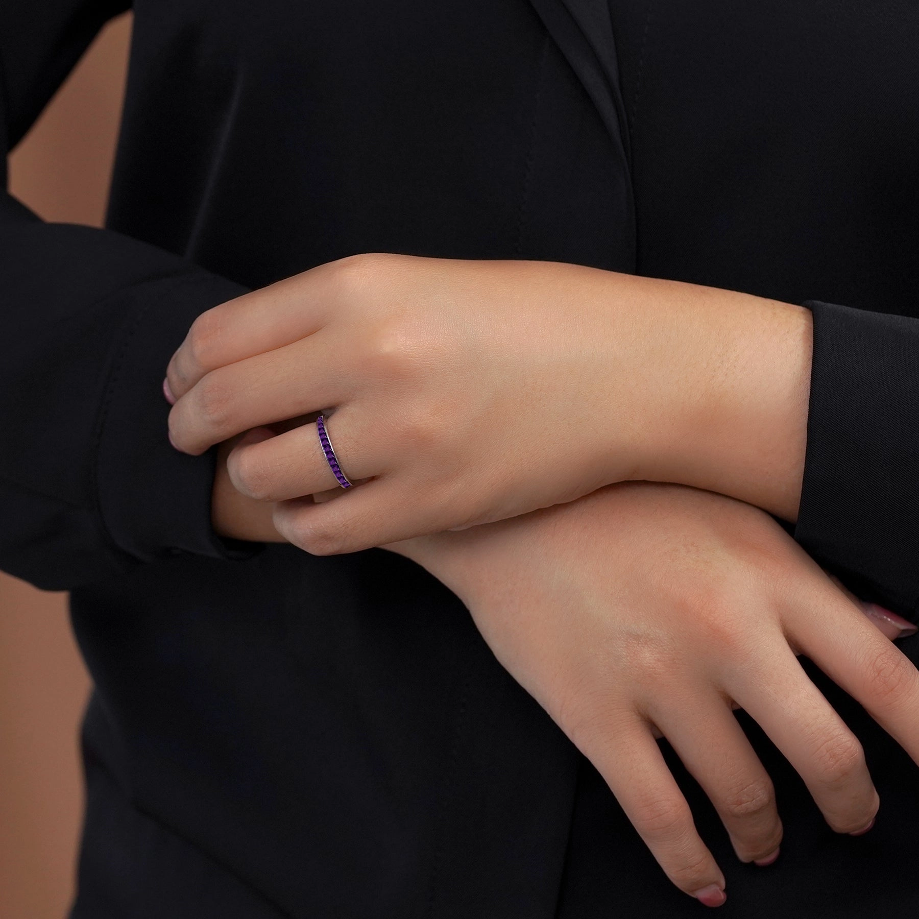 0.25 Ct Princess Cut February Birthstone Wedding Band Emotional Significance Fashionable Piece