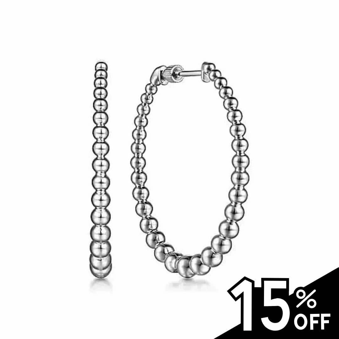Cool Layer 925 Sterling Silver Bujukan Graduated 40mm Classic Hoop Earrings
