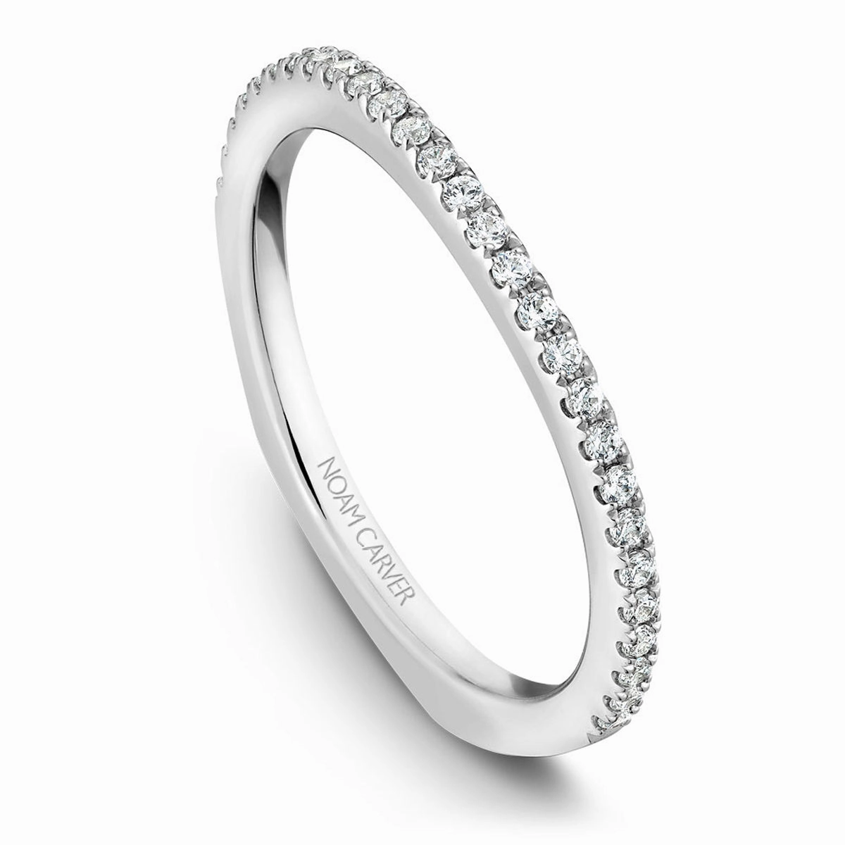 Noam Carver Straight Diamond Wedding Band in White Gold Opulent Craft