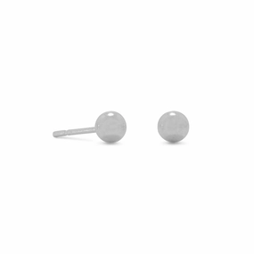 Small Ball Stud Earrings Sterling Silver 4mm diameter Safe Design