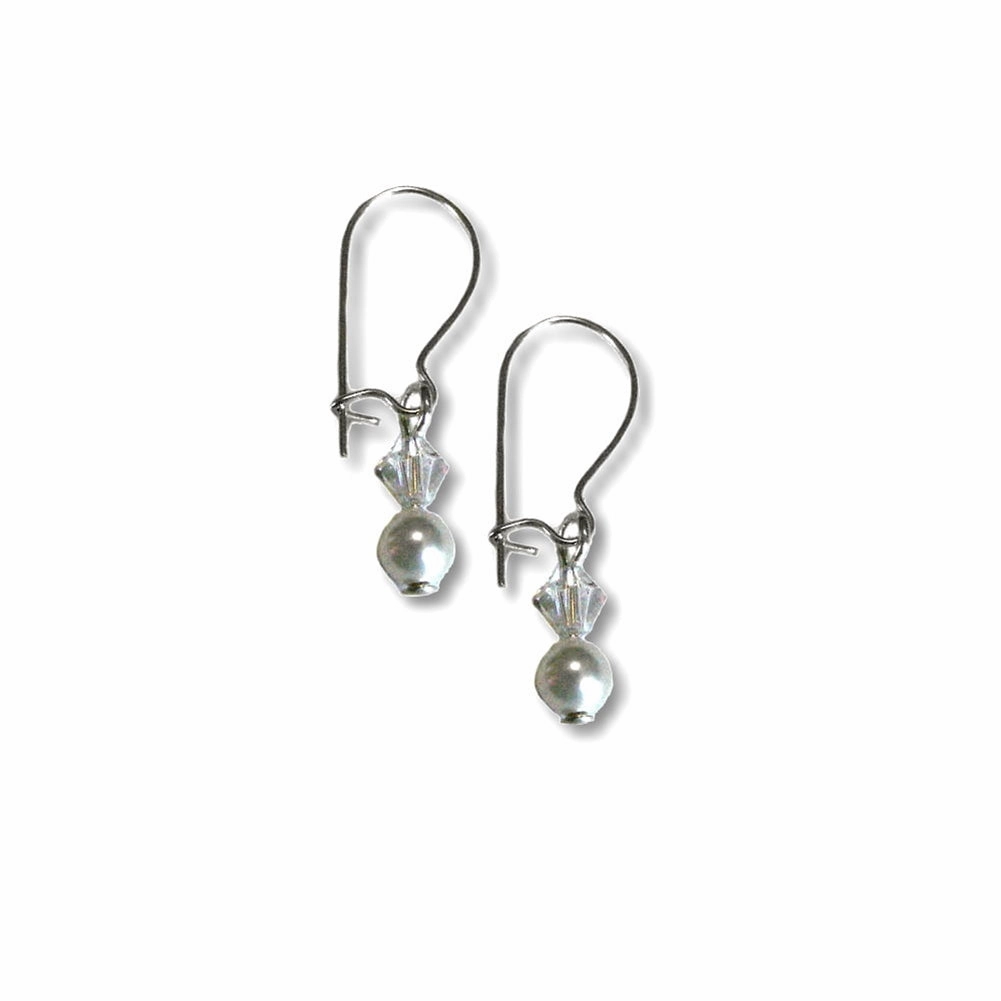 Vacation Accent Decorative Jewelry Small Earrings Sterling Silver Made with White Swarovski(R) Crystals and Pearls