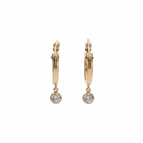 Everyday Decoration Gorgeous Creation Small Hoop Earrings with Cubic Zirconia Charm