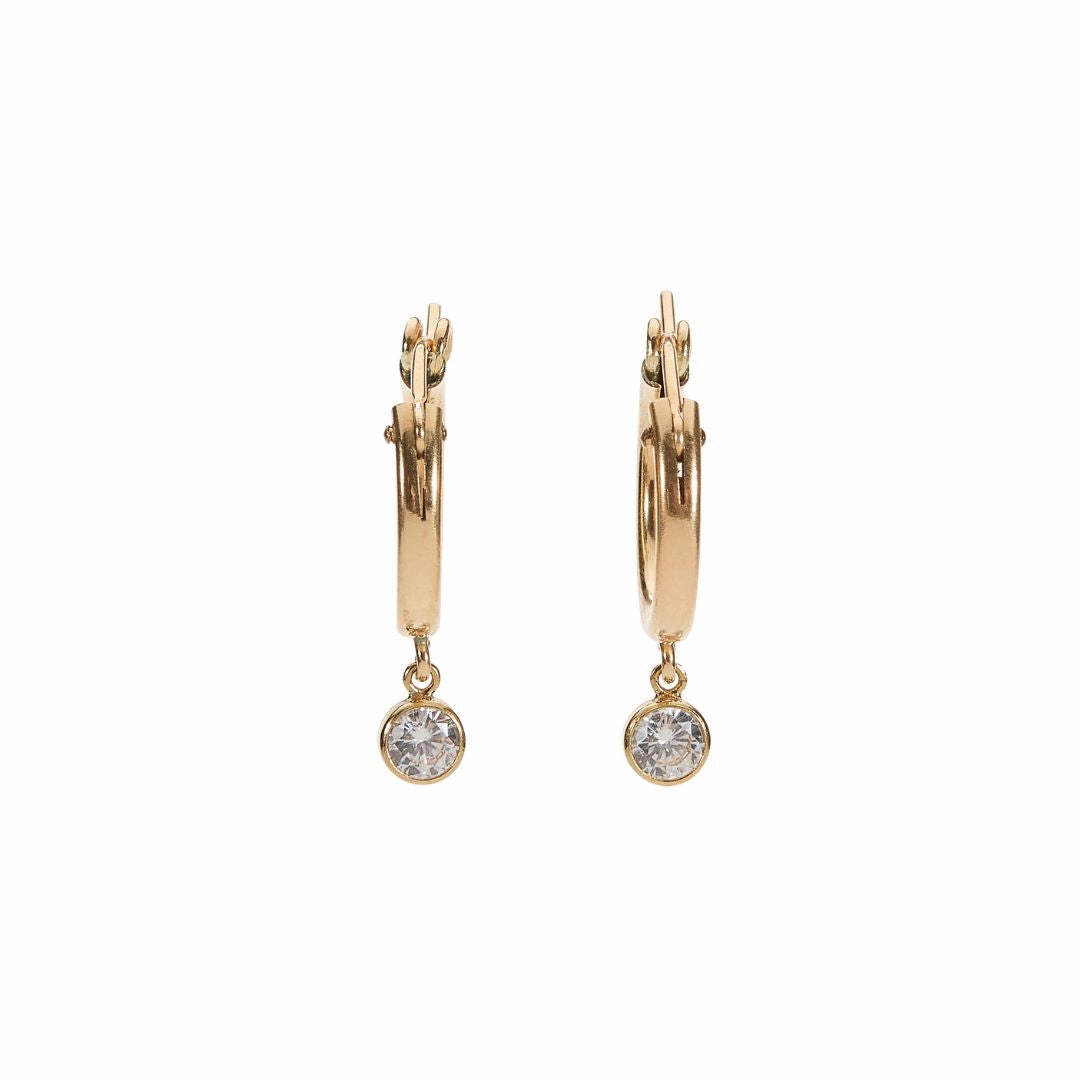 Everyday Decoration Gorgeous Creation Small Hoop Earrings with Cubic Zirconia Charm