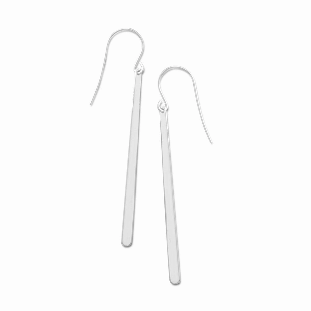 Long Drop Matchstick Dangle Earrings Polished Sterling Silver Lovely Accessory Lightweight Vibe