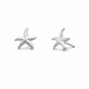 Brilliant Finish Small Polished Starfish Stud Earrings Sterling Silver