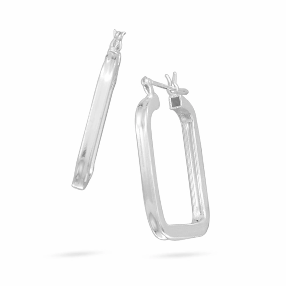 Small Square Shaped Square Tube Post Hoop Earrings Sterling Silver Lightweight accessory