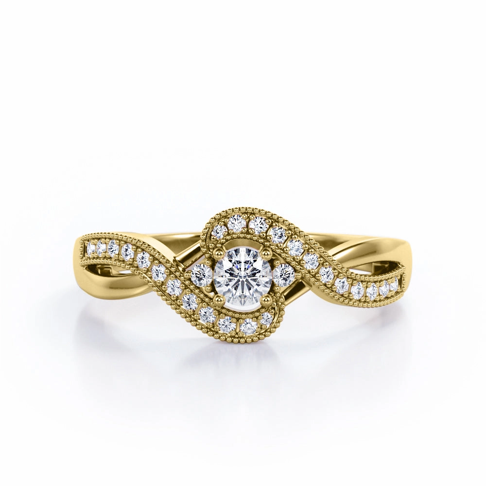 Smooth Touch Art-Deco Infinity Tension 0.45 TCW Round-Shaped Diamond 3-Stone Pave Engagement Ring in White Gold