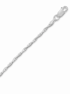 Fashionable Lady Snake and Faceted Bead Twist Chain Necklace Sterling Silver