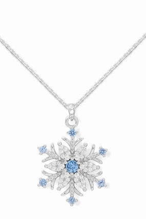Individual Accessory Travel Gift Snowflake Necklace with 42 Sparkling Cubic Zirconia Stones 18-inch length