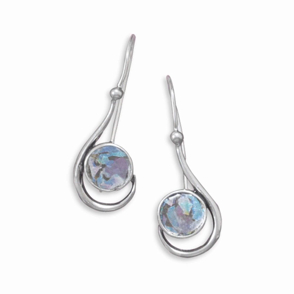 Ancient Roman Glass Earrings Small Handcrafted Sterling Silver Affordable Detail