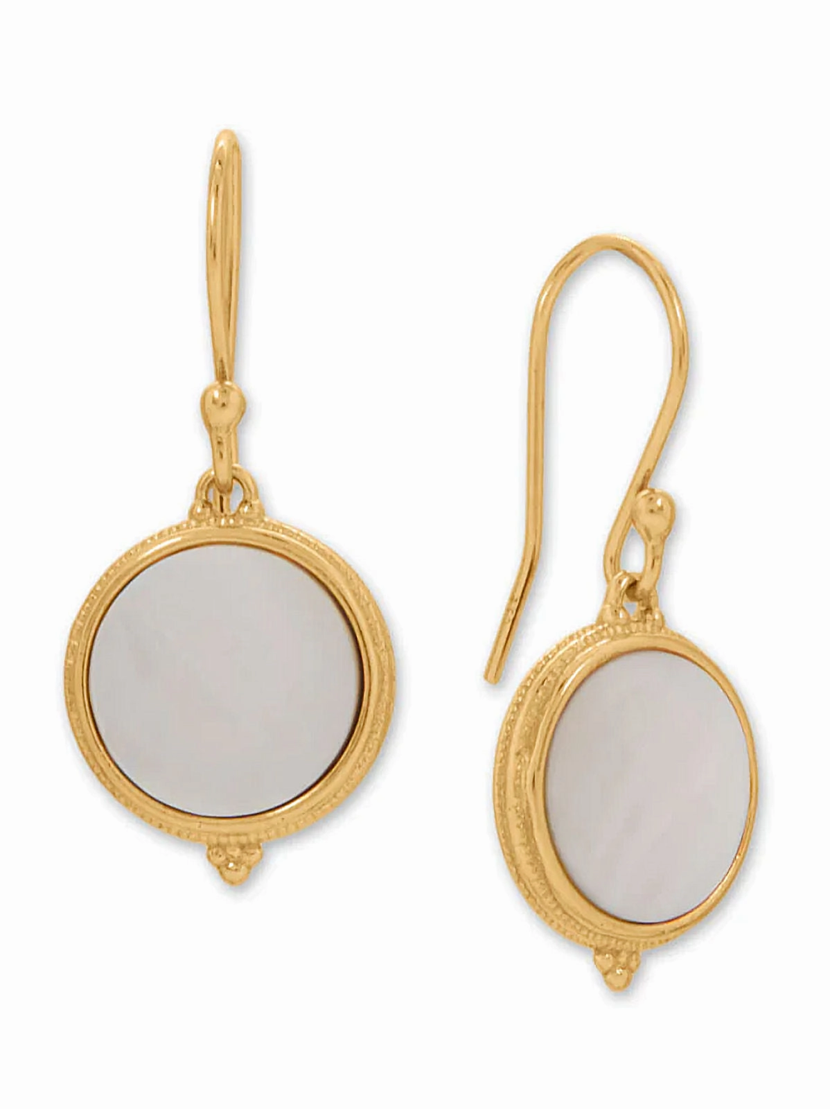 Sturdy Vibe Mother of Pearl Earrings Antique Style Gold-plated