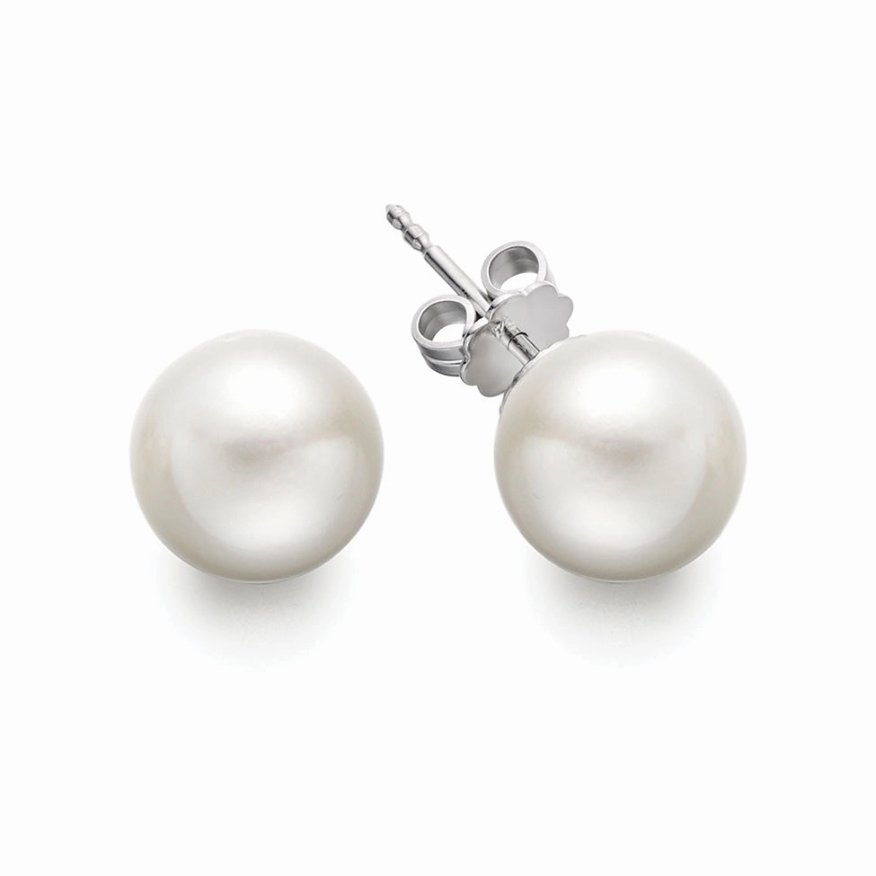 Custom Gifts Night Spark Bremer Jewelry Solitaire/Stud Akoya Cultured Pearl Earrings in 14K White Gold