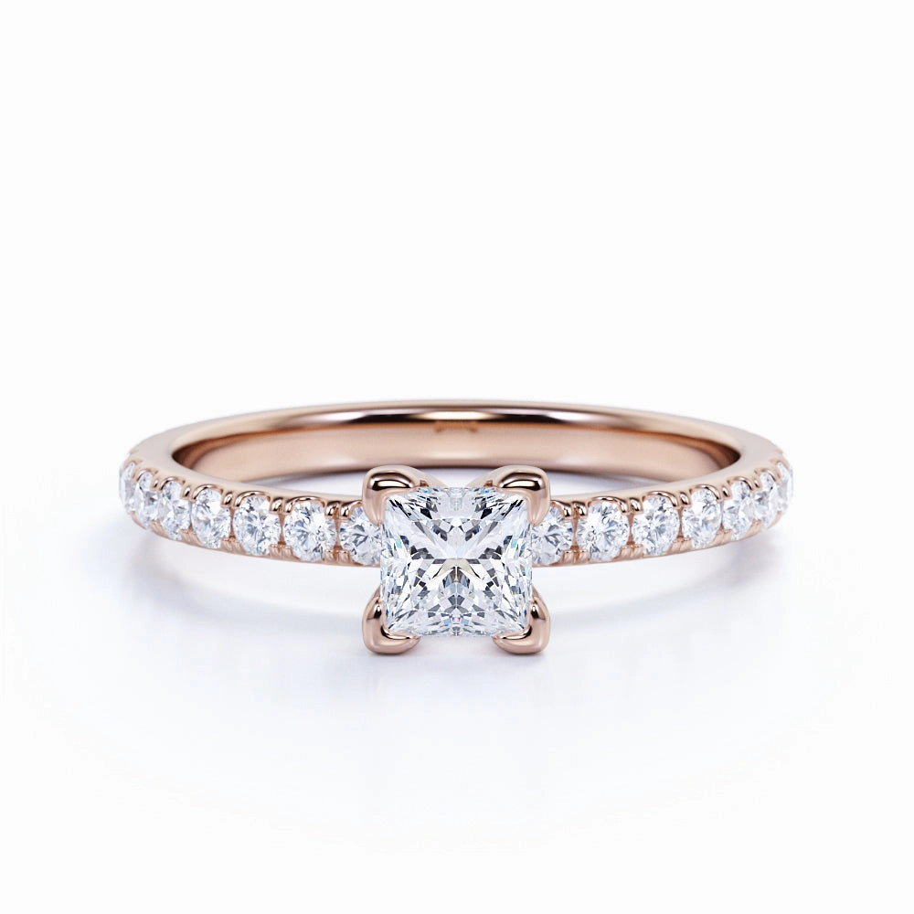 Future Use Half Eternity Solitaire 0.50 ct TDW Princess Cut Diamond Engagement Ring