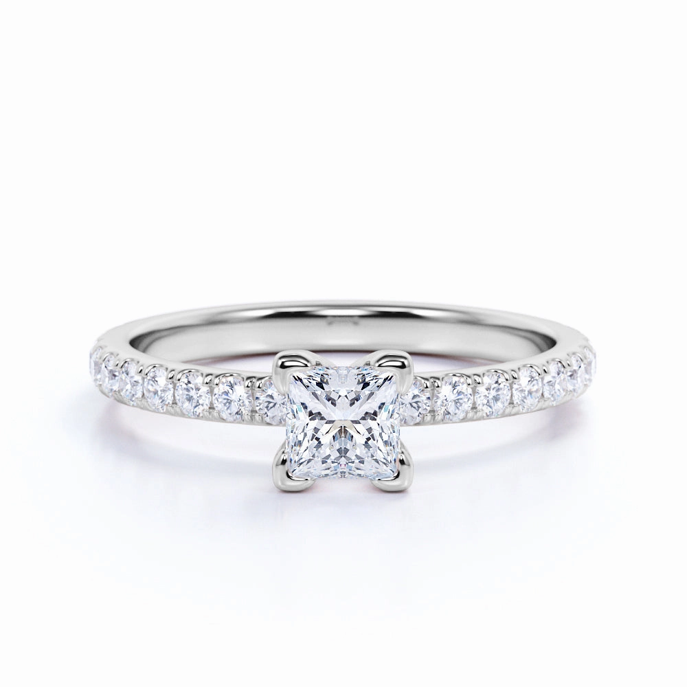 Half Eternity Solitaire 0.50 ct TDW Princess Cut Diamond Engagement Ring Gift Surprise Luxury Choice