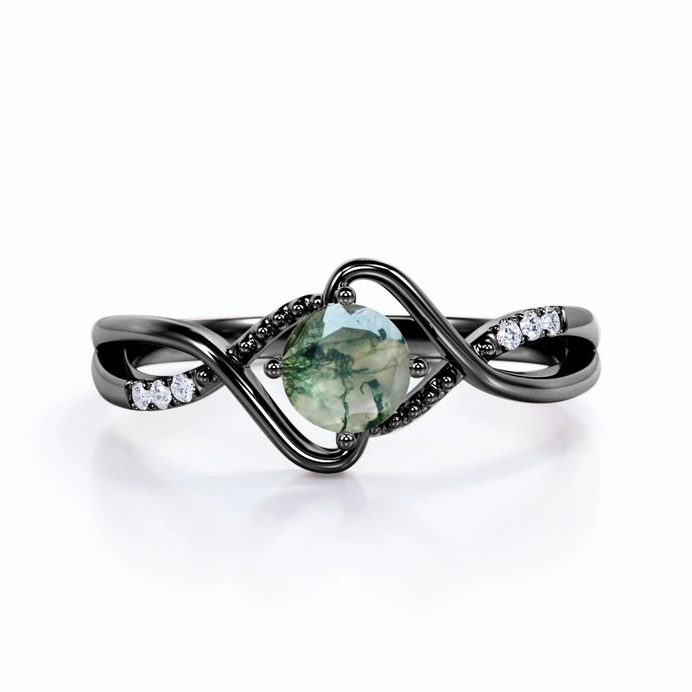 Guarantee Backed Wide Distribution Infinity 0.6 Carat Round Moss Agate Engagement Ring