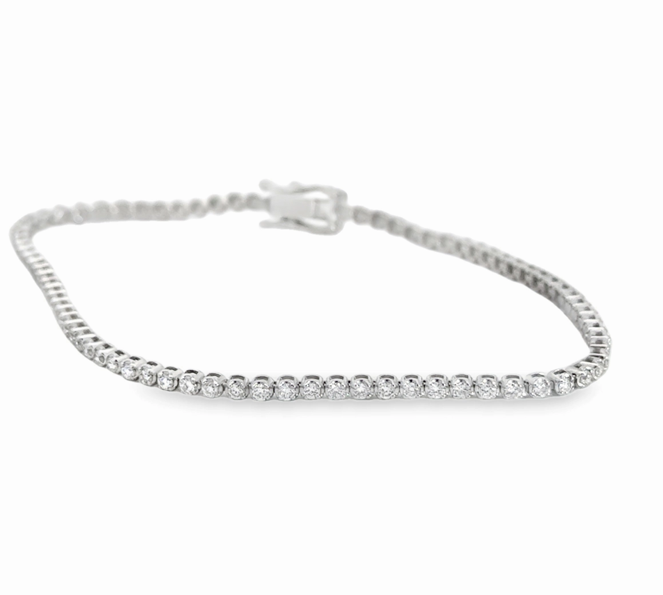 14K White Gold Diamond Tennis Bracelet - 1.28 Carats Chic Day Premium Feel