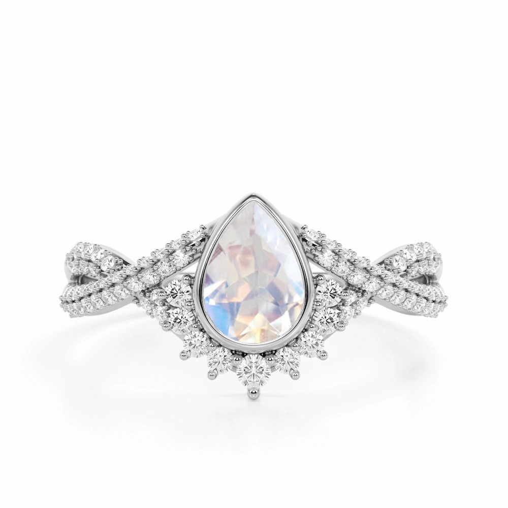 Fun Accessory Cultural Fusion 1 ct Teardrop Moonstone Infinity Engagement Ring