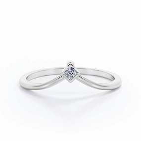 Solitaire 0.10 TCW Round Cut V Shaped Wedding Band Seasonal Trend Work Friendly