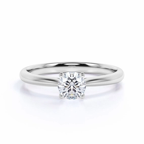Brilliant Ornament Solitaire 0.5 Ct Round Cut Diamond Engagement Ring