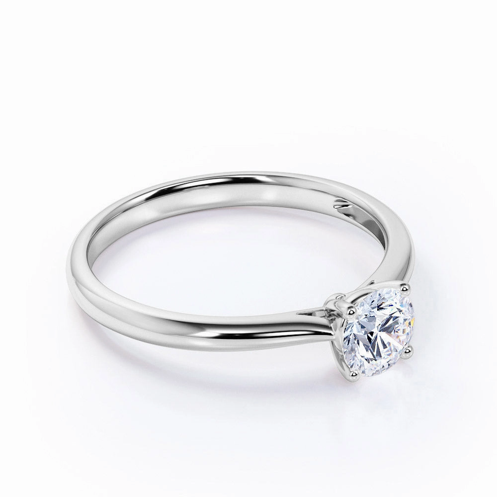 Dainty Touch Solitaire 0.5 Ct Round Cut Diamond Engagement Ring