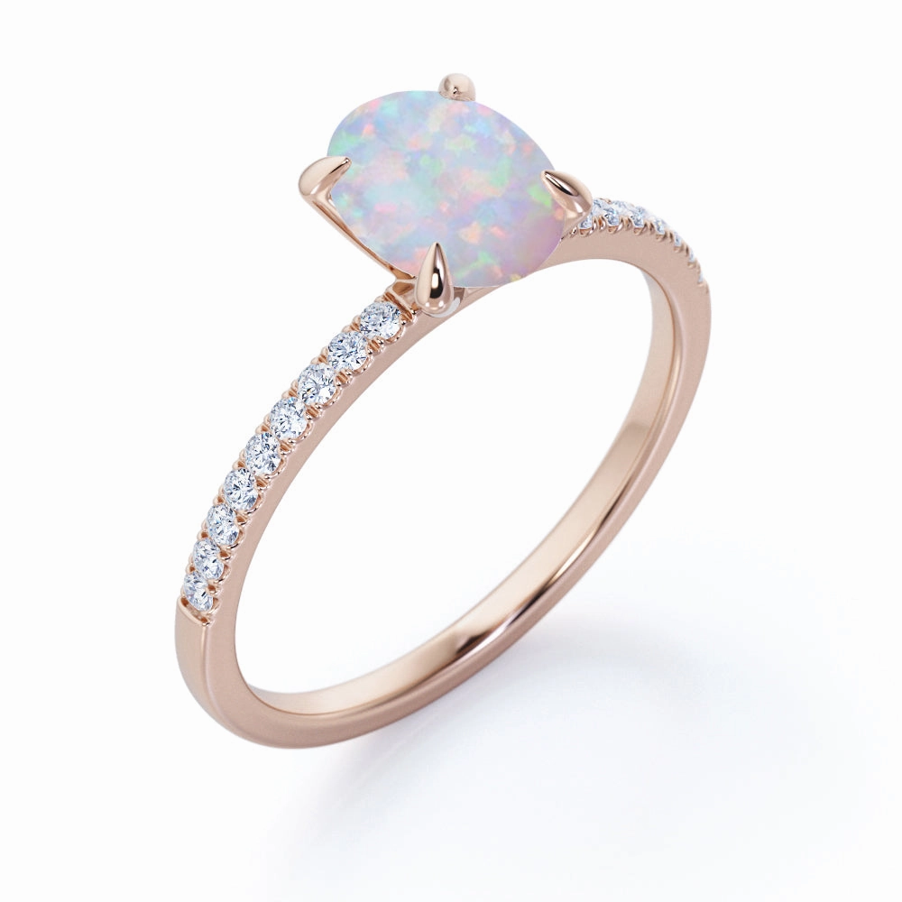 Handcrafted Embellishment Solitaire 1.5 Ct Oval Cut Lab Created Opal Engagement Ring