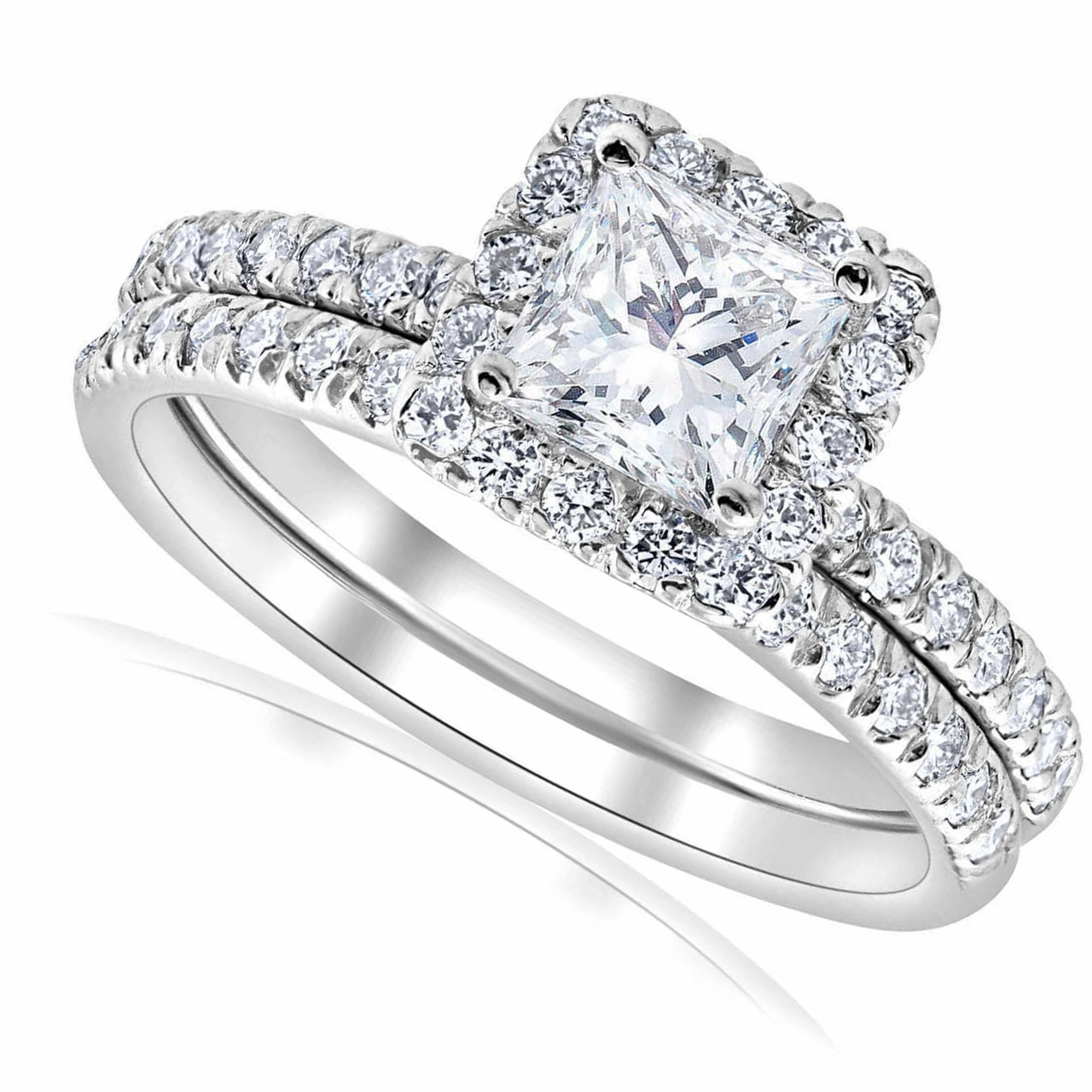Solitaire 1.75 Carat Princess Cut Moissanite Bridal Set Sentimental Expression Vintage Trinket