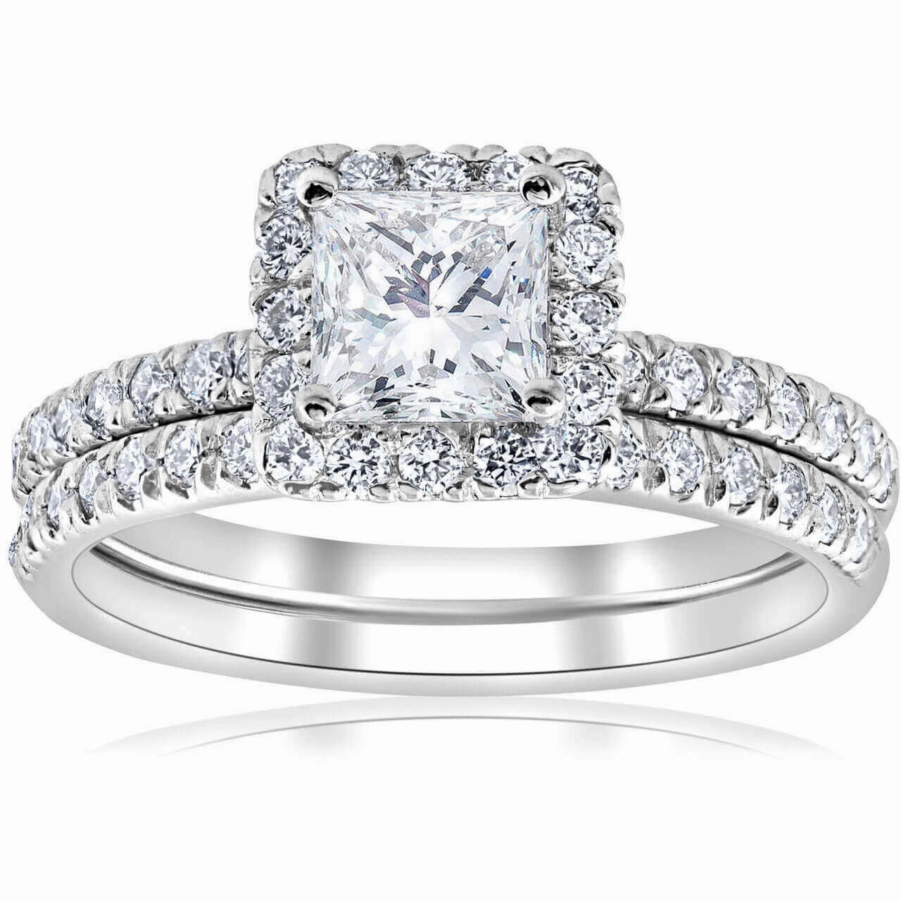 custom design Solitaire 1.75 Carat Princess Cut Moissanite Bridal Set