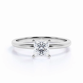 Solitaire 1 Carat Princess Cut Moissanite Engagement Ring Simple Bauble Event Ready