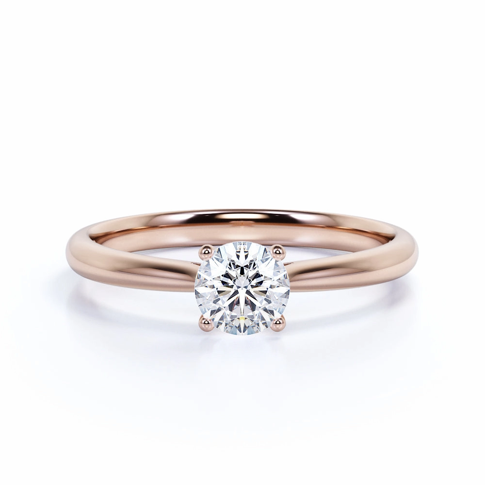 Solitaire 1 Carat Round Cut Moissanite Engagement Ring Durable Adornment