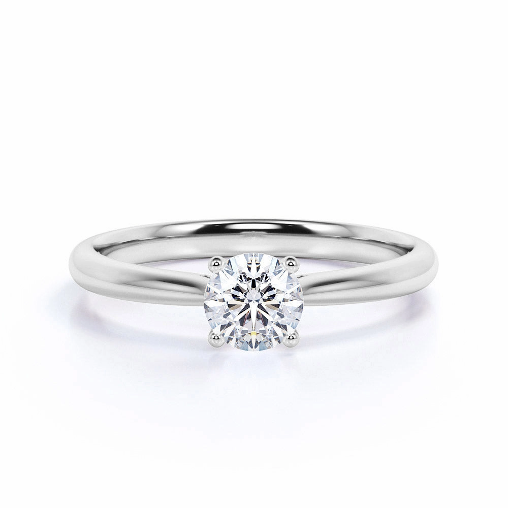 Solitaire 1 Carat Round Cut Moissanite Engagement Ring Refined Touch Wardrobe Fit