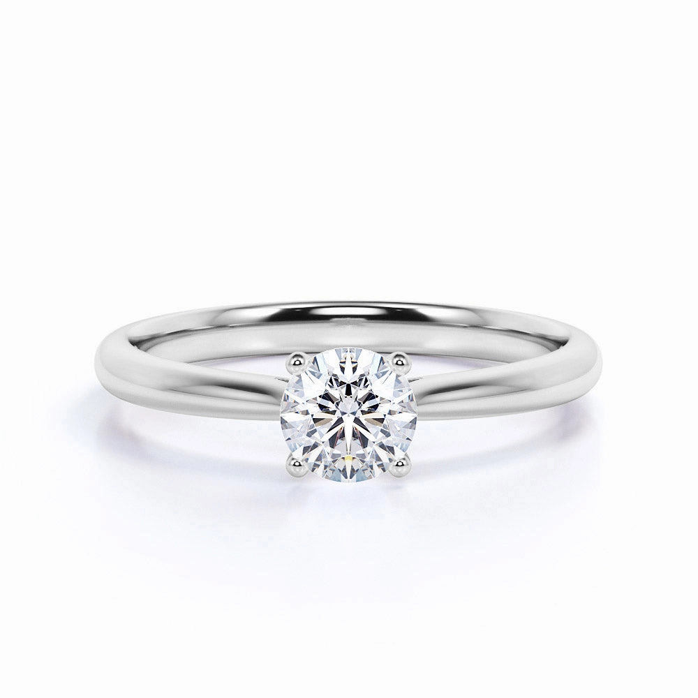 Exquisite Symbol Stylish Object Solitaire 1 Carat Round Cut Moissanite Engagement Ring