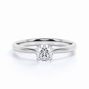 Solitaire 1 Carat Round Cut Moissanite Engagement Ring Refined Touch Wardrobe Fit