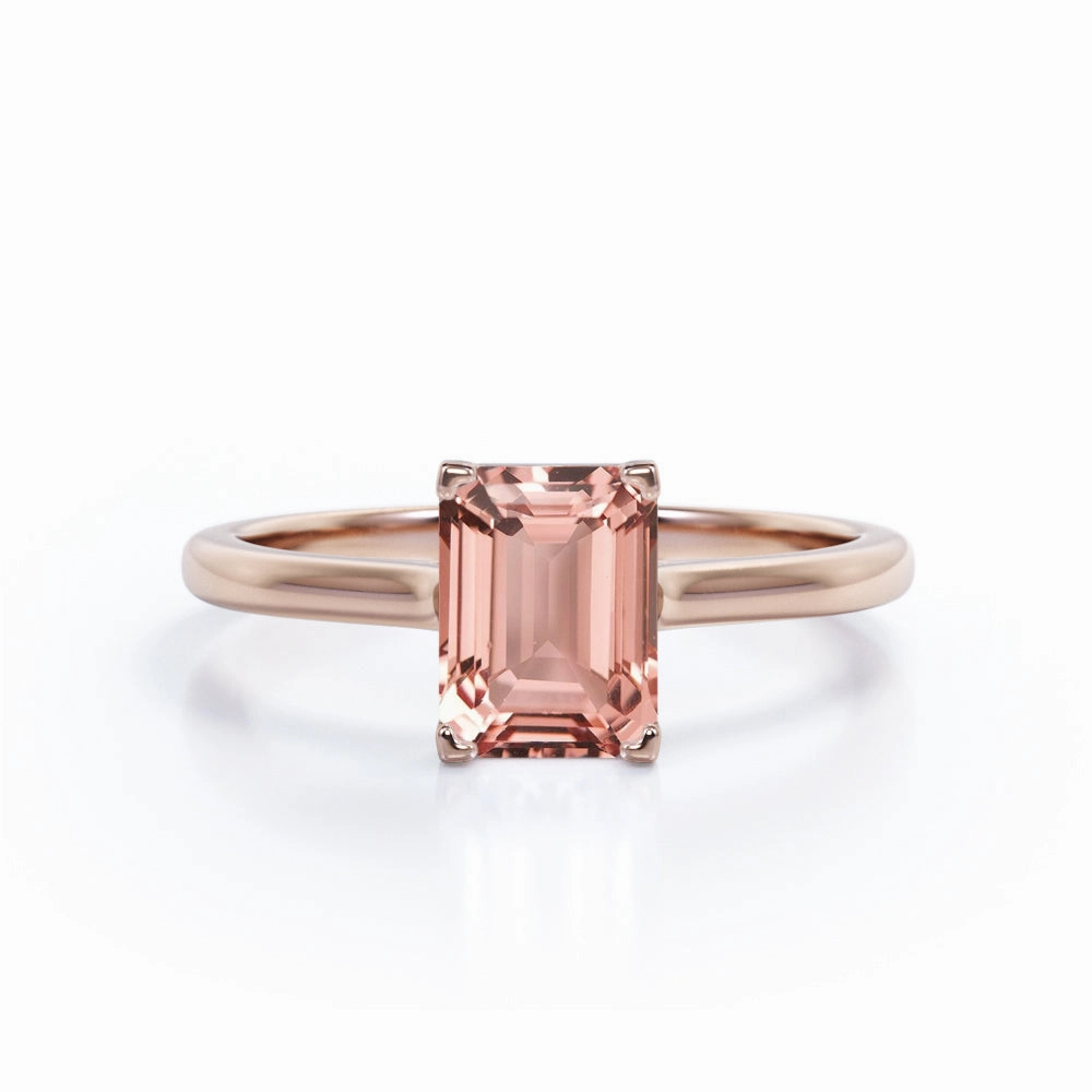 Solitaire 1 ct Emerald Morganite Engagement Ring Fashion Goods