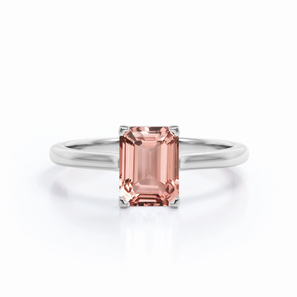 Solitaire 1 ct Emerald Morganite Engagement Ring Fashion Flair