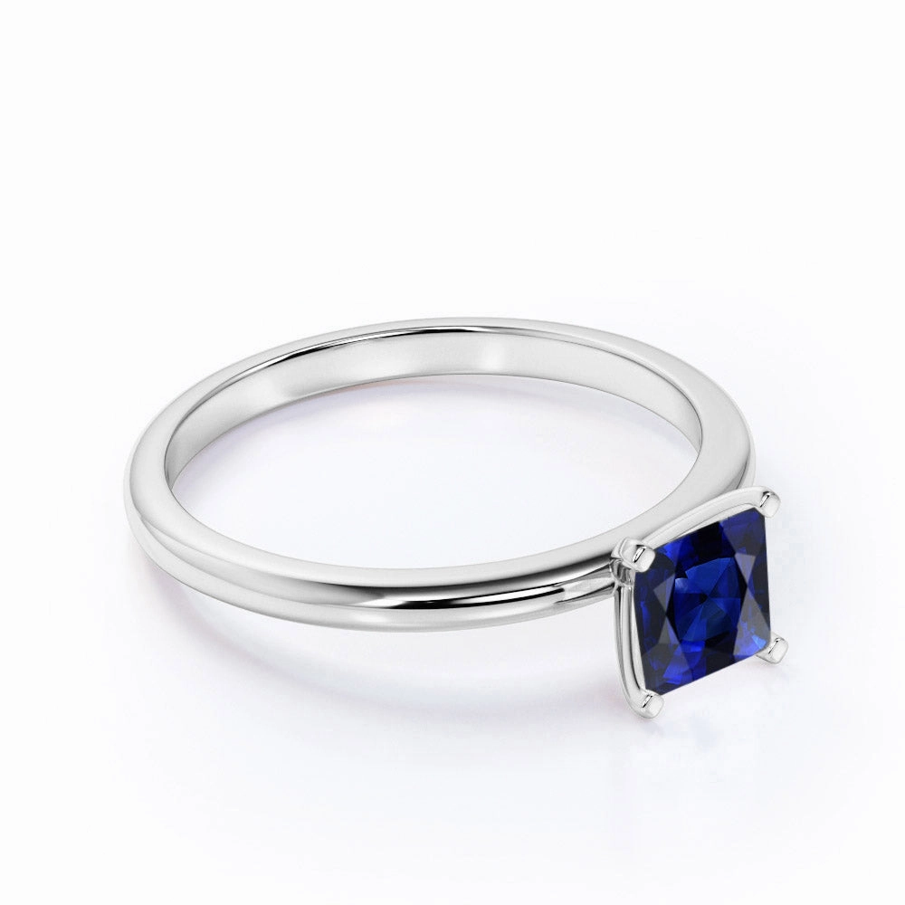 Solitaire 1 Ct Princess Cut Lab Sapphire Engagement Ring Simple Creation