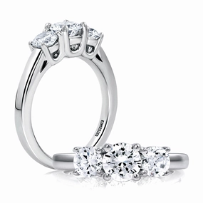 A. Jaffe Classics Three-Stone Diamond Engagement Ring Setting in White Gold Night Shine Vibrant Sparkle