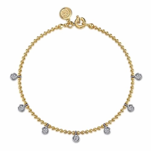 Vivid Glow 14K White and Yellow Gold Bujukan White Sapphire Droplet Bracelet