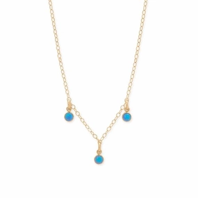 Unique Jewelry 14k Gold-filled Choker Necklace with Synthetic Blue Opal Charms Adjustable
