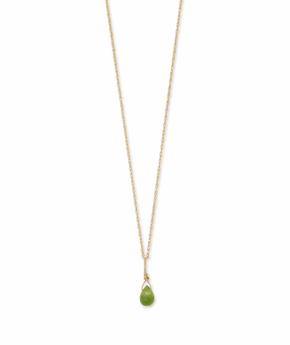 14k Yellow Gold Birthstone Necklace with Peridot - August Father??s Accent Fine Ornament