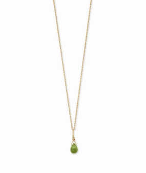 14k Yellow Gold Birthstone Necklace with Peridot - August Father??s Accent Fine Ornament