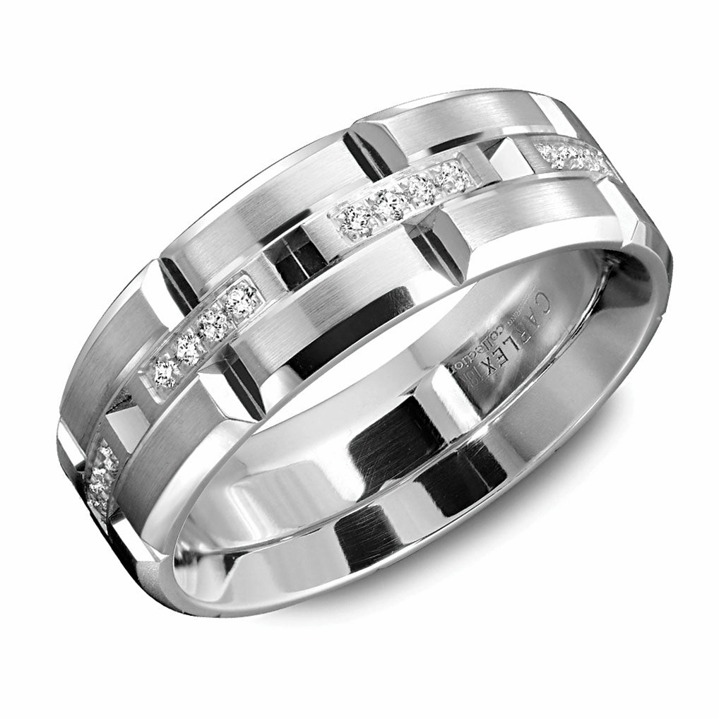 Fashion Focus Distinct Feature Carlex Anniversary/Eternity Wedding Ring in 18K White Gold (0.20ctw)
