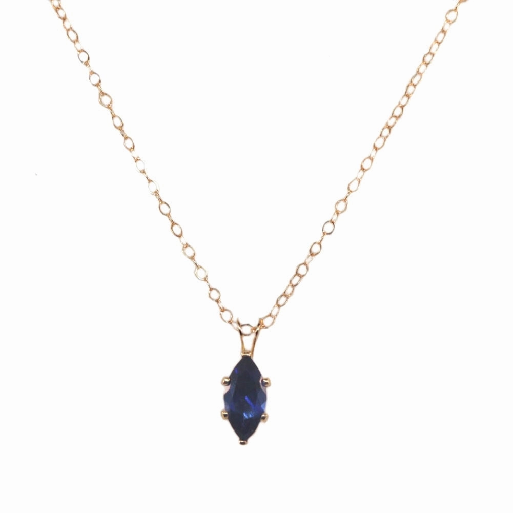for yoga Bold Detail 14K Yellow Gold-filled Necklace Blue Cubic Zirconia Marquise Pendant Necklace