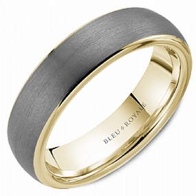 CrownRing Textured 6mm Wedding Ring in 14K Yellow Gold/Tantalum Everyday Essential Natural Look