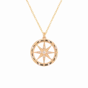 Dramatic Touch Timeless Treasures Medium Windrose Style Round Diamond Compass Pendant