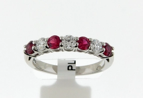 Bremer Jewelry Ruby and Diamond Half Anniversary Fashion Ring in Platinum (1.17ctw) Fresh Light Delicate Design