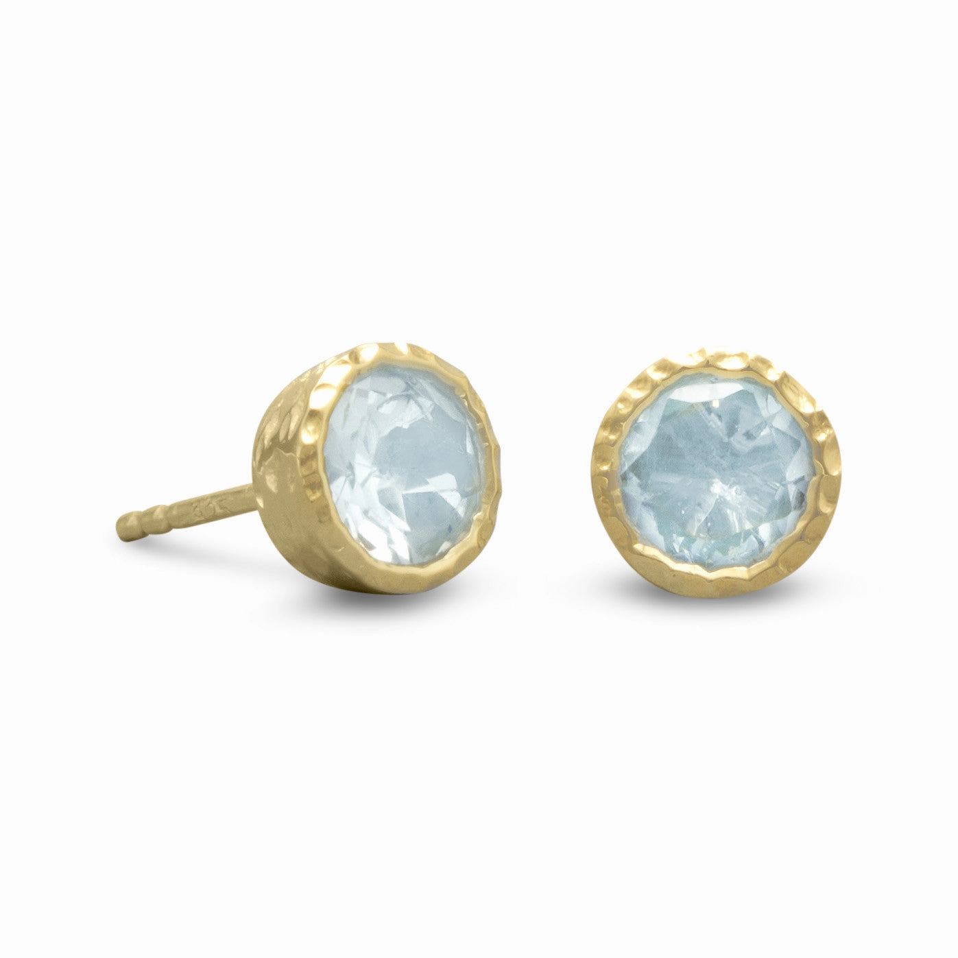 Blue Topaz Post Stud Earrings 12mm Gold-plated Sterling Silver Beach Adornment Fashionable Choice