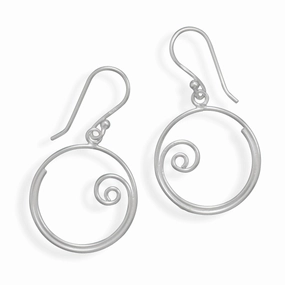 Creative Accent Spiral Coil Scrolling Swirl Design Round Hoop Earrings Sterling Silver